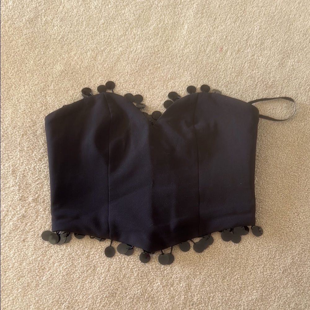 NBD Black Strapless Top with Sequin Details